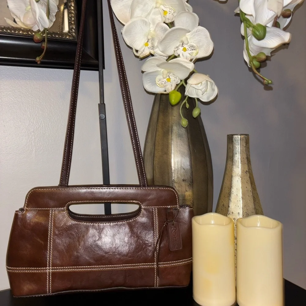 Vintage Rolfs Genuine Leather Elegant Brown Handbag.